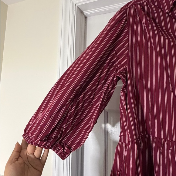 GAP Burgundy Striped Long Sleeve Dress - Picture 6 of 9